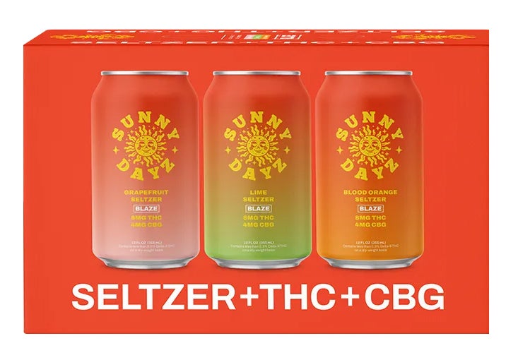 SUNNY DAYZ BLAZE VARIETY PACK 6PK 12OZ (4MG-CBG)(8MG-THC